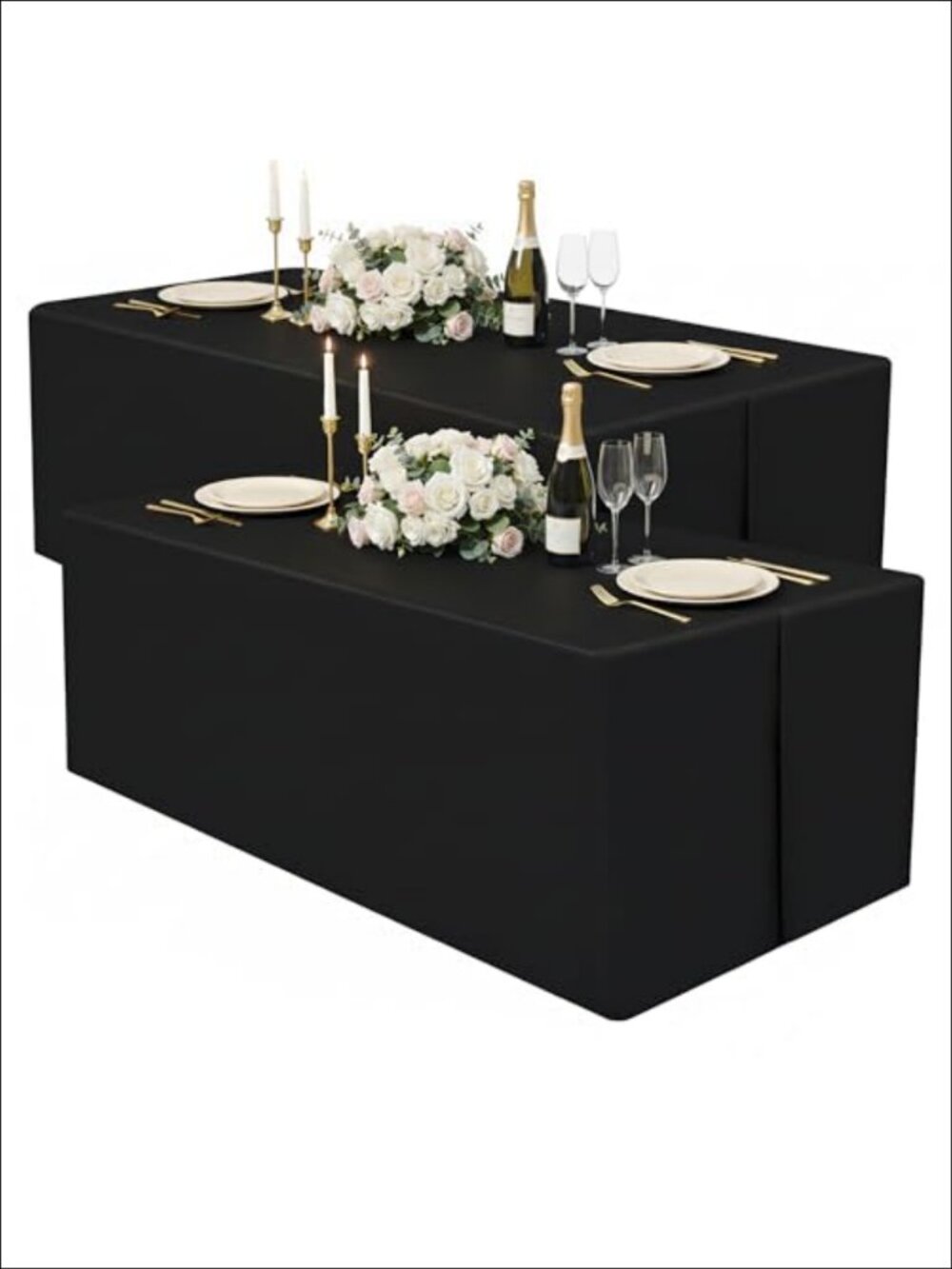 2 Pack Fitted Tablecloth 6ft Washable Polyester Waterproof Table Cover